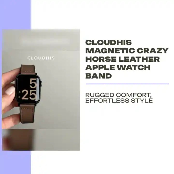 CLOUDHIS Magnetic Crazy Horse Leather Apple Watch Band by@Outfy