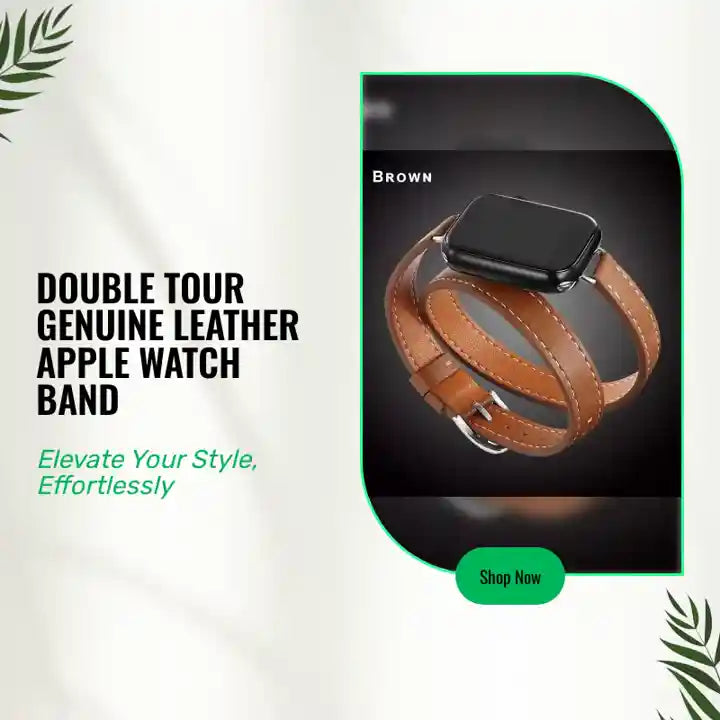 Double Tour Genuine Leather Apple Watch Band by@Outfy